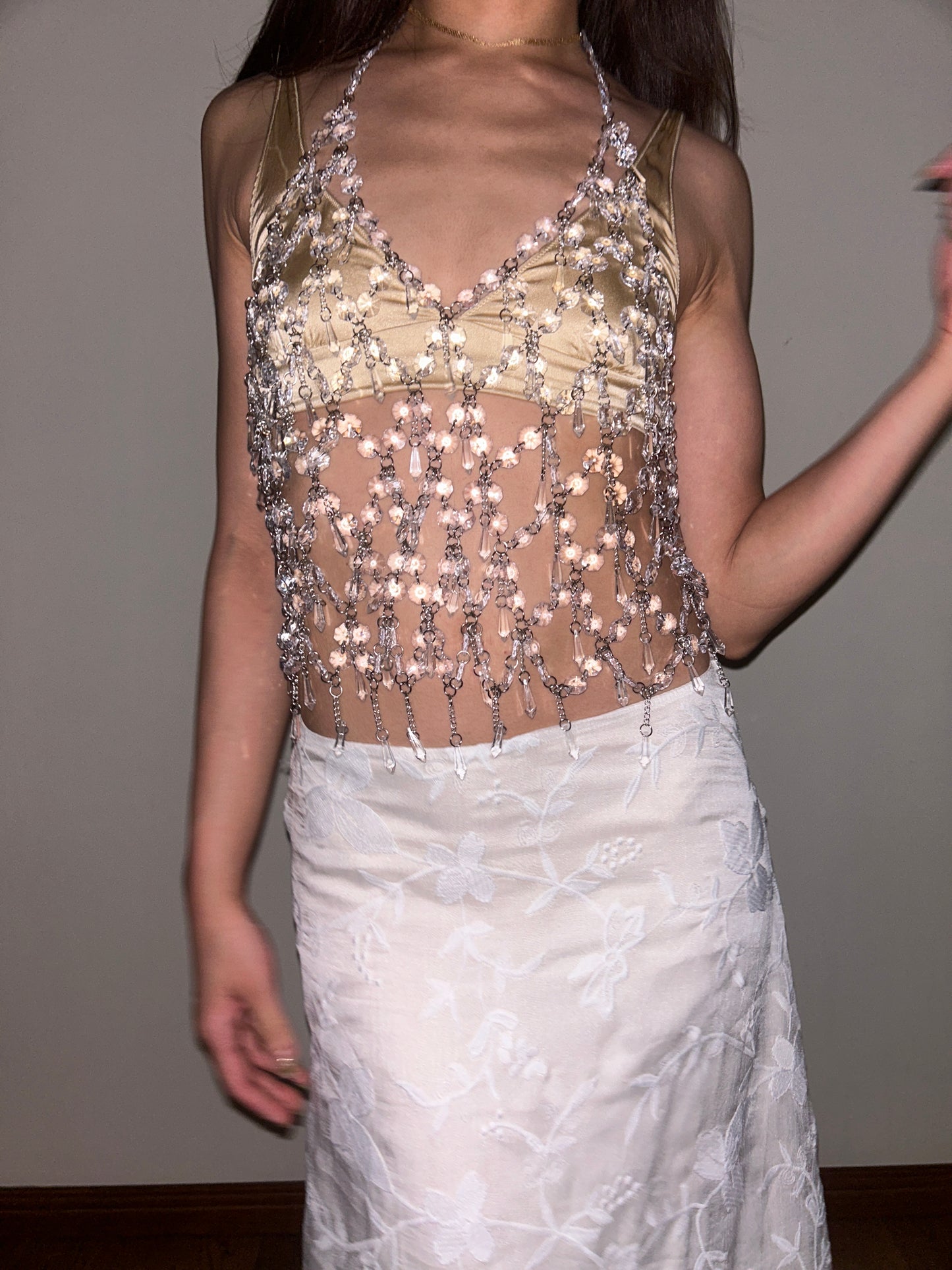 Crystal Beaded Chandelier Body Chain Top