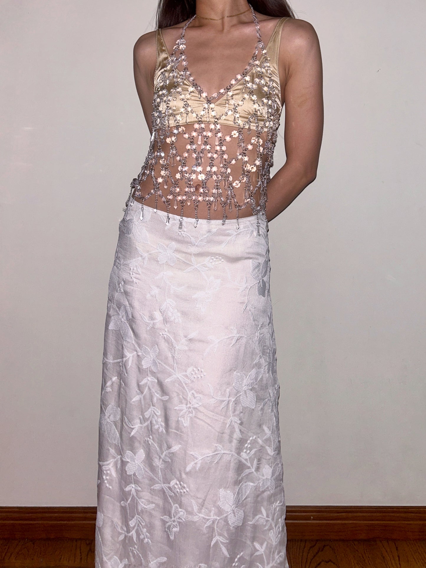 Crystal Beaded Chandelier Body Chain Top