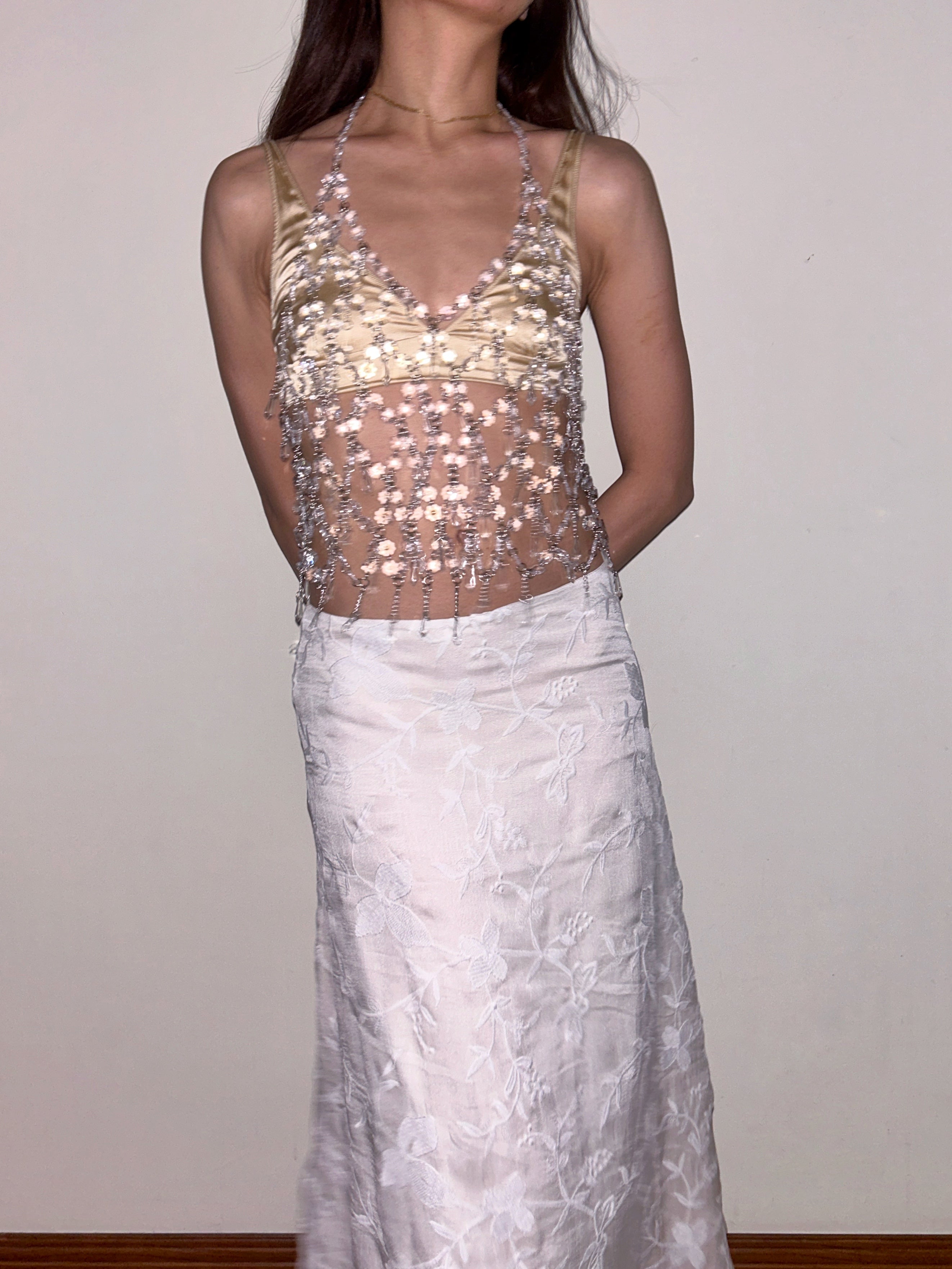 Crystal Beaded Chandelier Body Chain Top