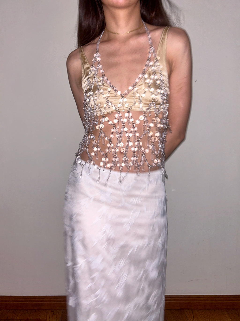 Crystal Beaded Chandelier Body Chain Top