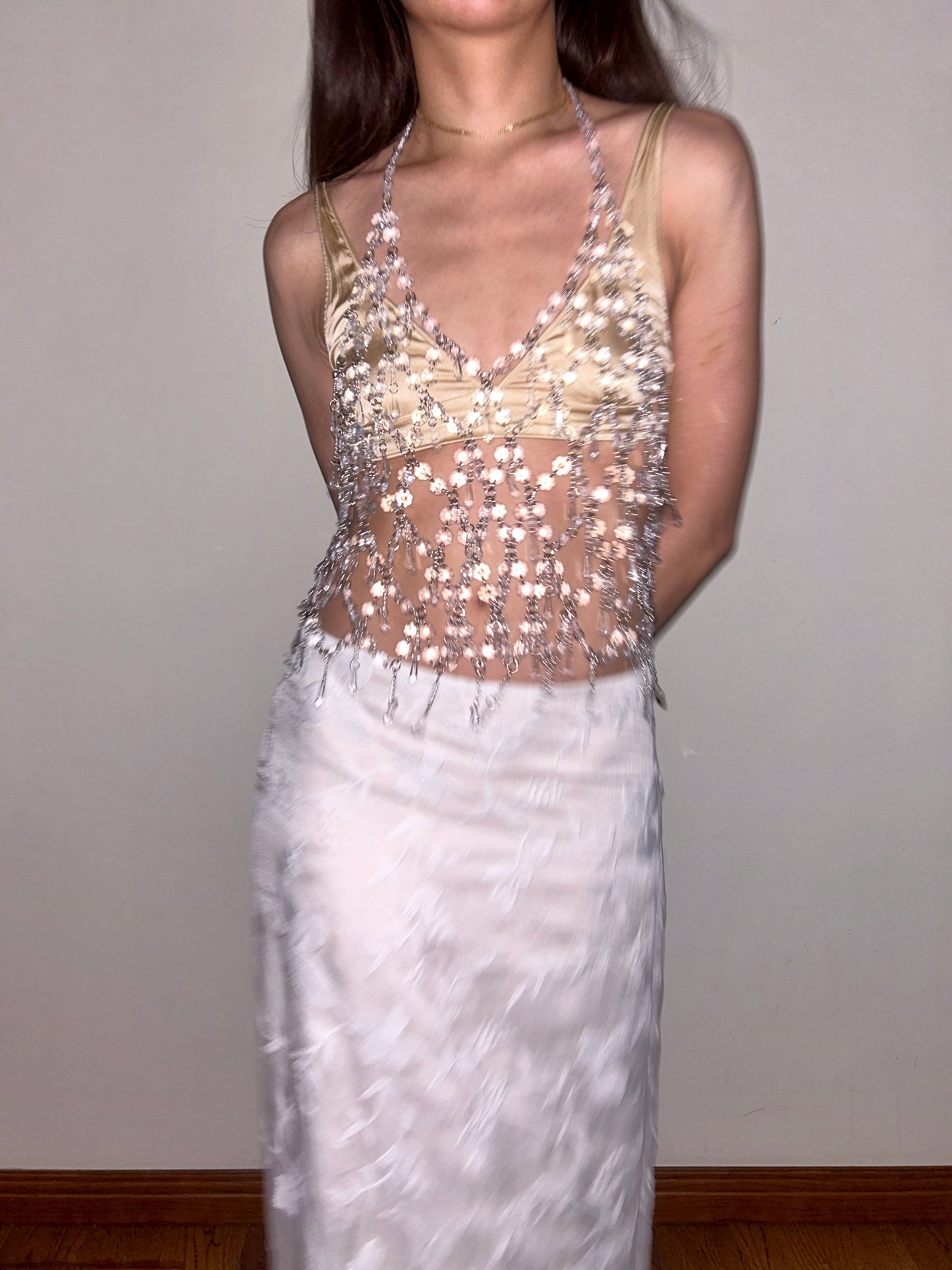 Crystal Beaded Chandelier Body Chain Top