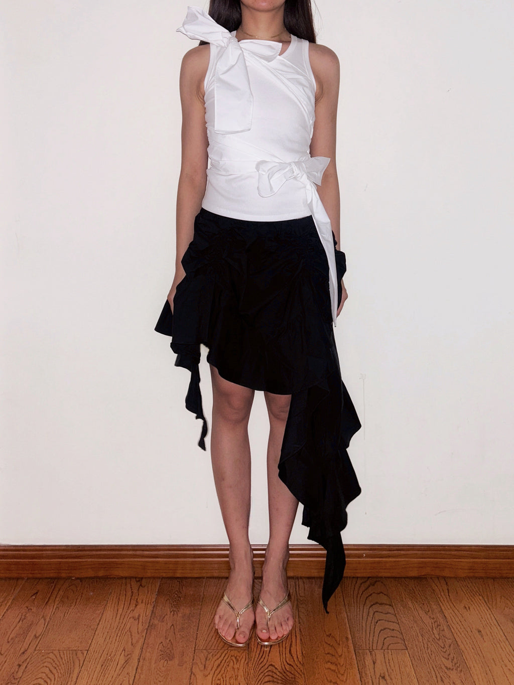 White Tiered Ruffle Tank Top Cotton Statement Piece