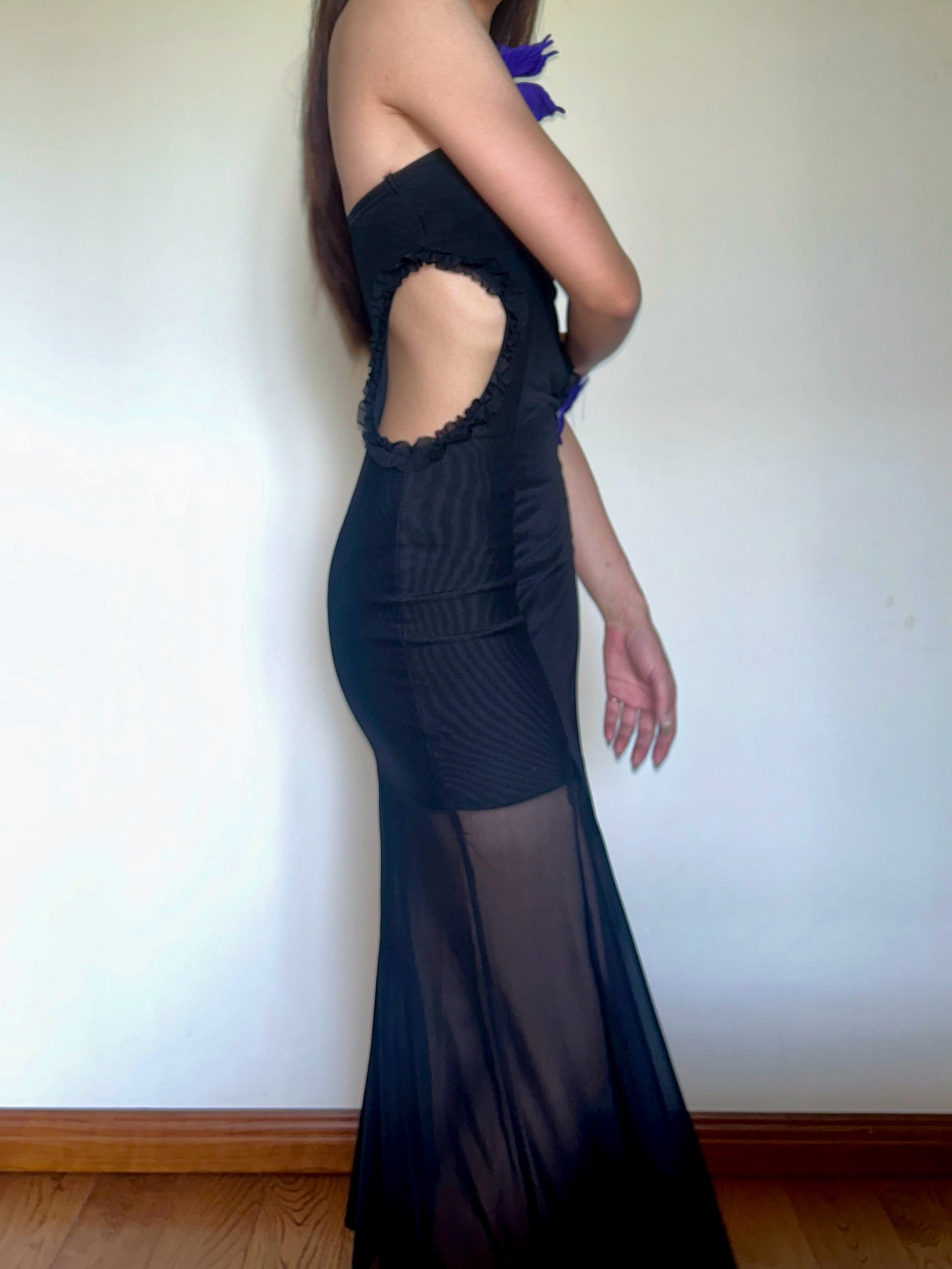 Black Butterfly Cut-out Halterneck Maxi Dress