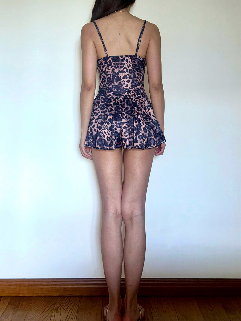 Leopard Print Lace Trim Mini Dress