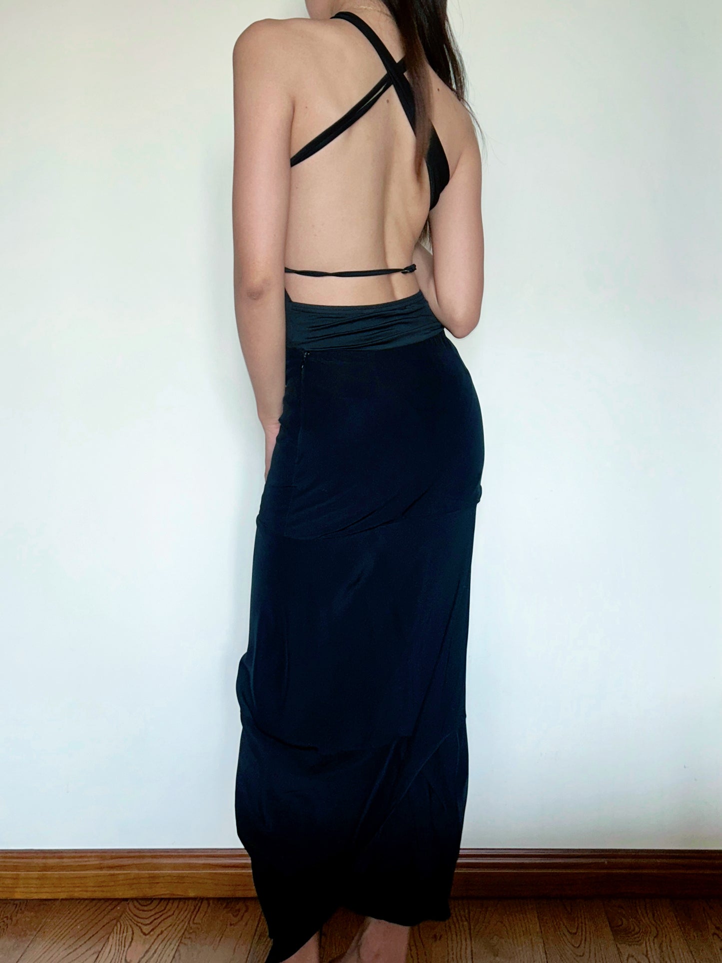 Black Chic Cut-Out Open Back Bodysuit