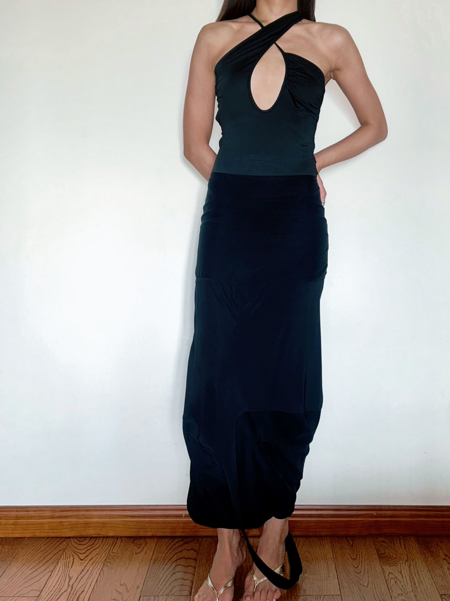 Black Chic Cut-Out Open Back Bodysuit