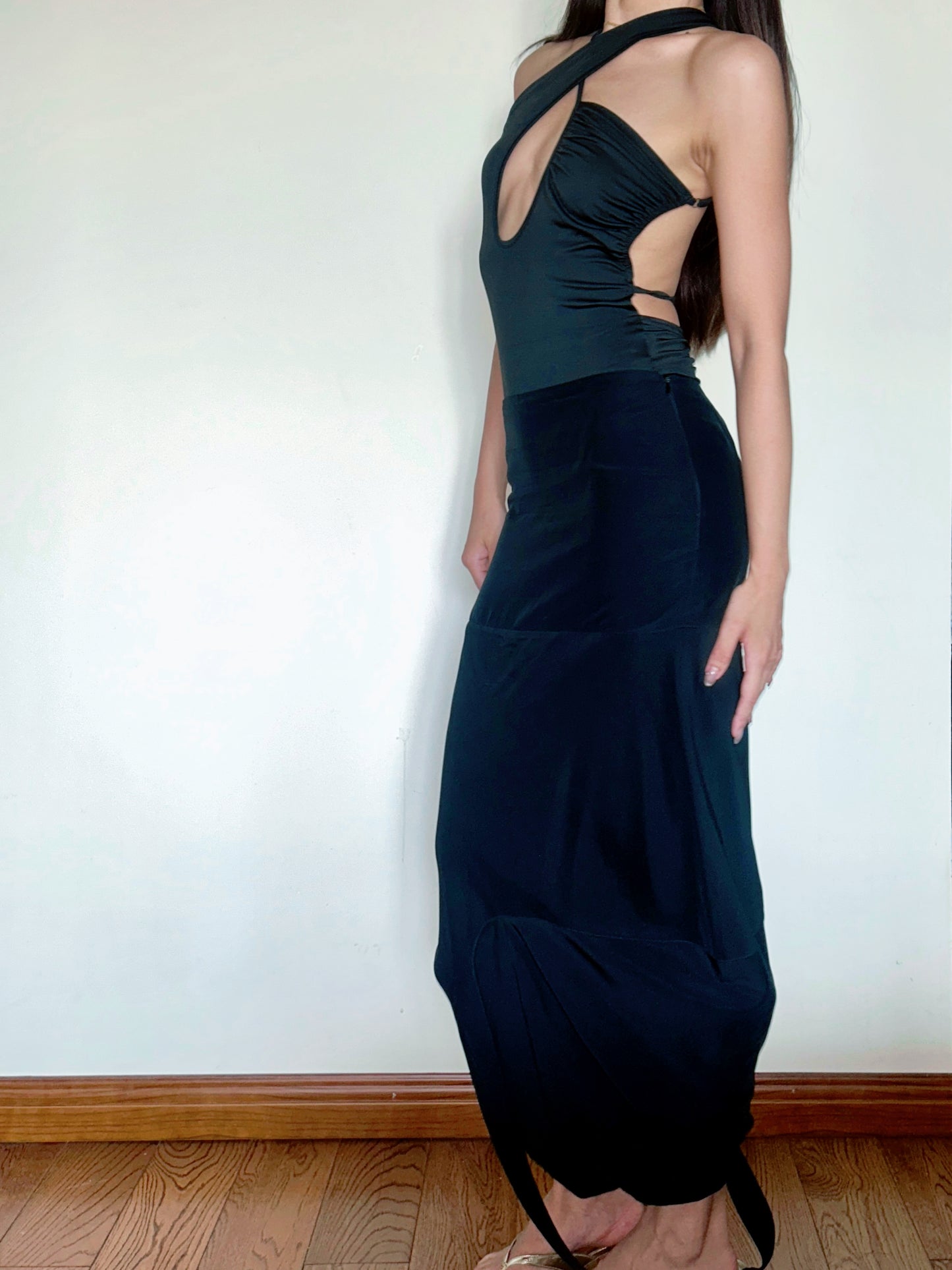 Black Chic Cut-Out Open Back Bodysuit