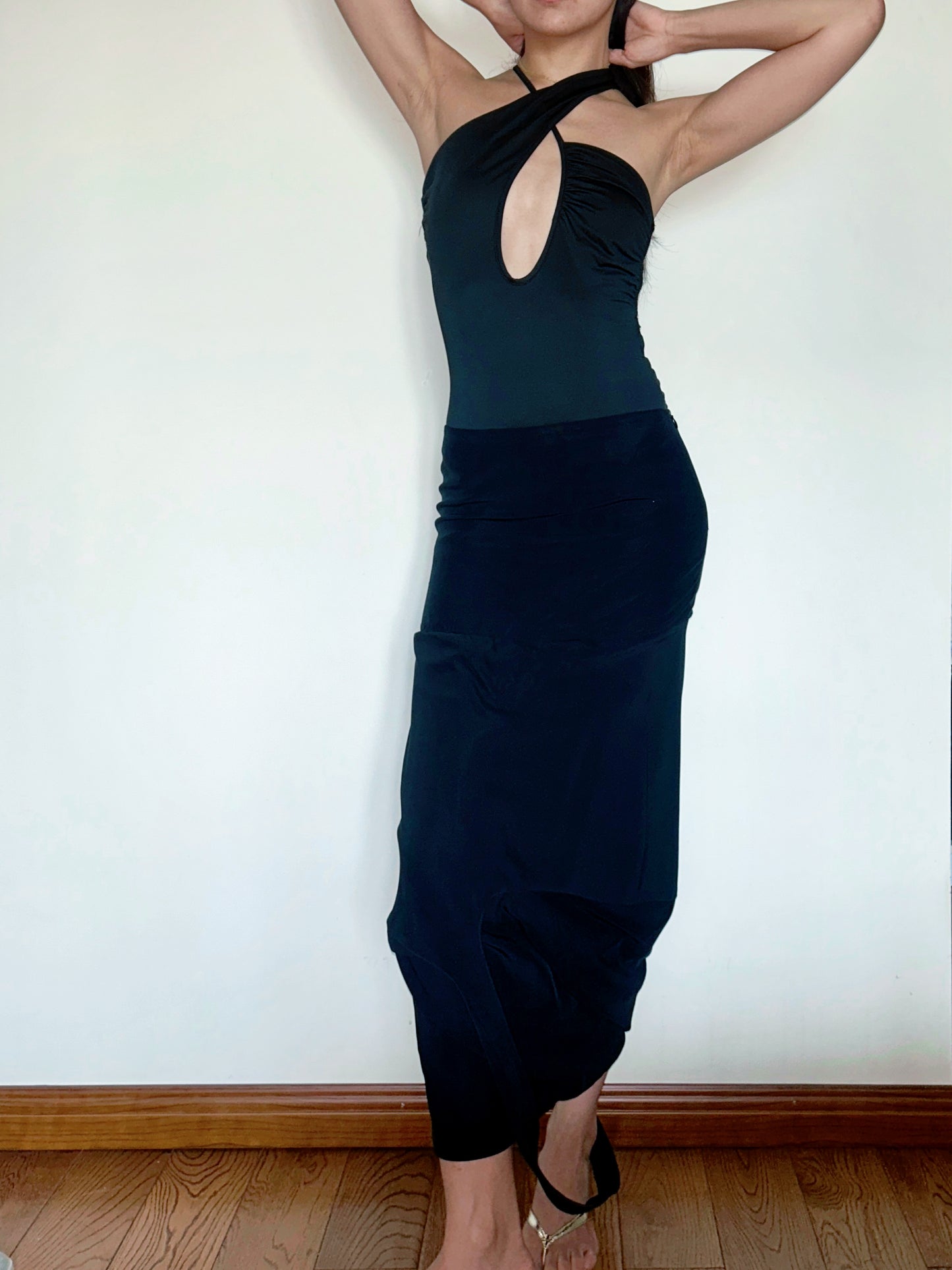 Black Chic Cut-Out Open Back Bodysuit