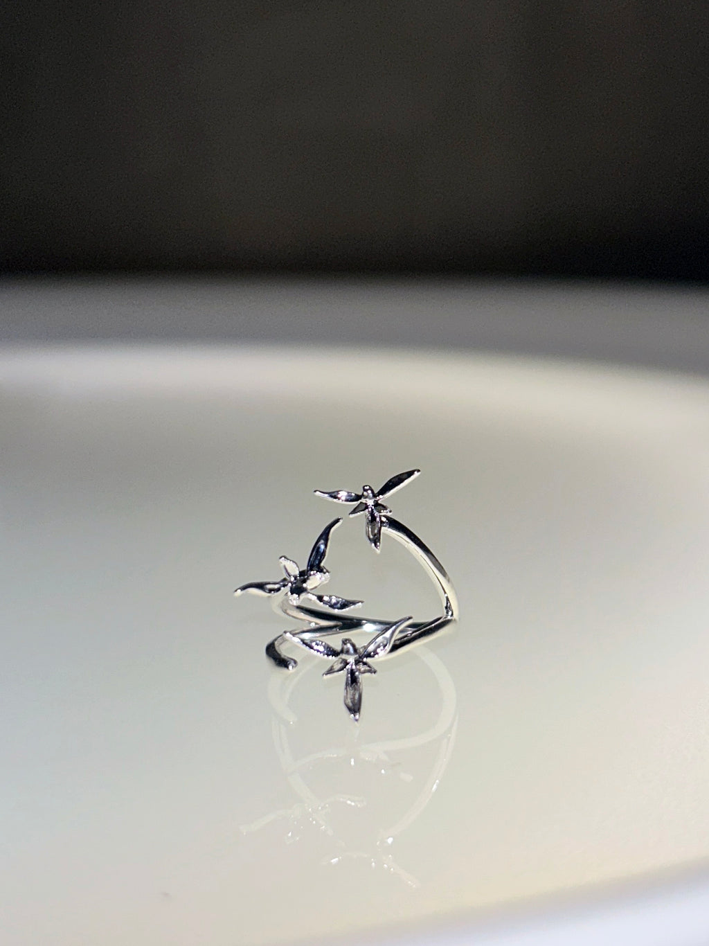 Orchid Linear Rhythms Adjustable Ring
